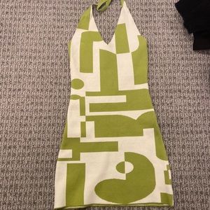 Peppermayo Green and White Abstract Dress